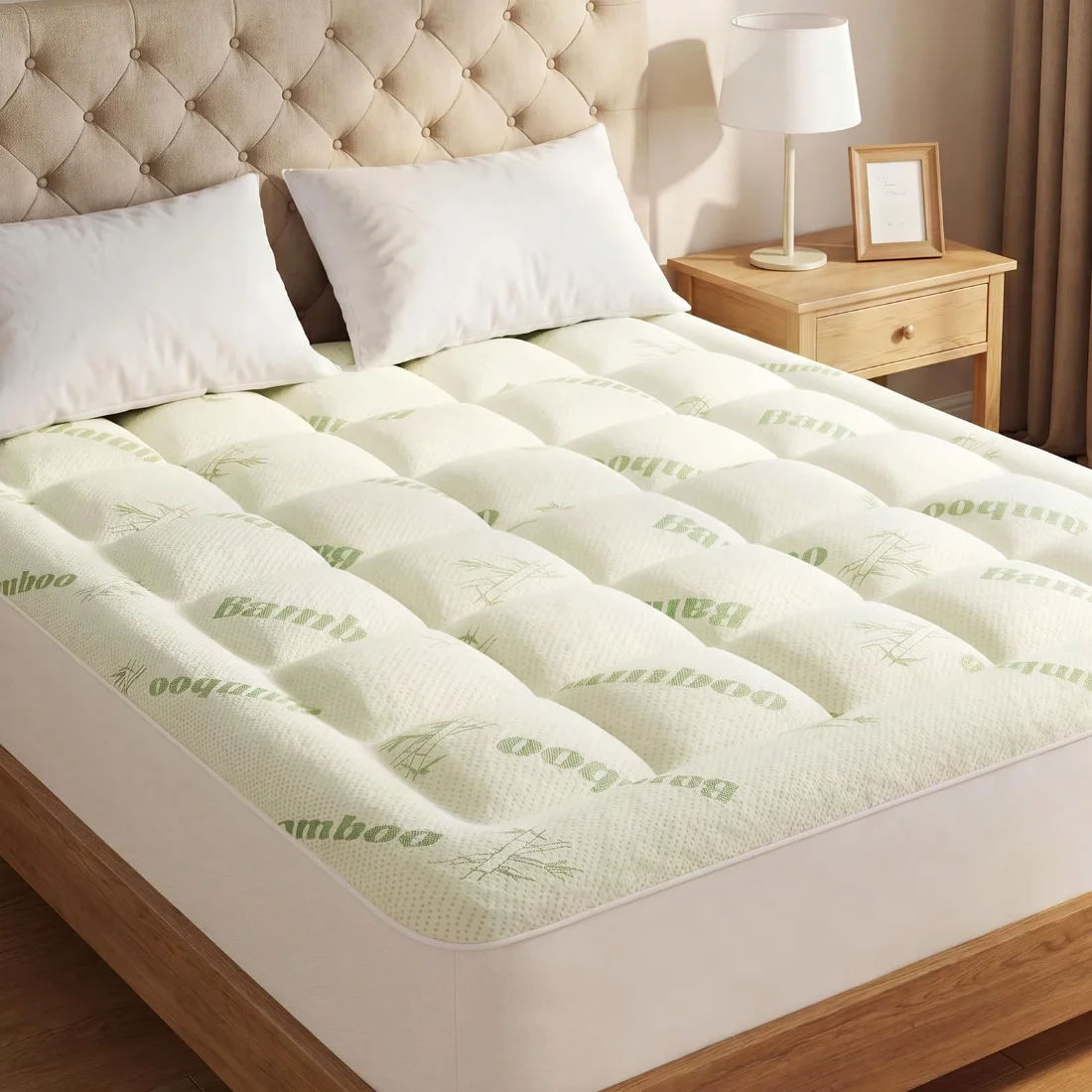 OLIXIS Bamboo Viscose Mattress Topper, Full
