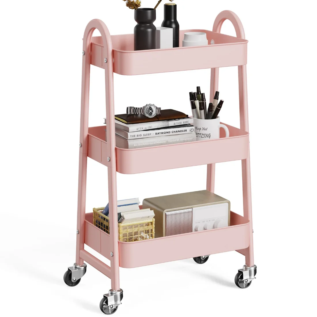 OLIXIS 3-Tier Rolling Utility Cart