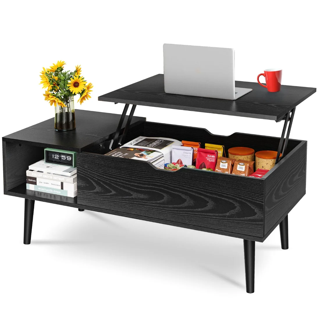 OLIXIS Lift-Top Coffee Table, Black